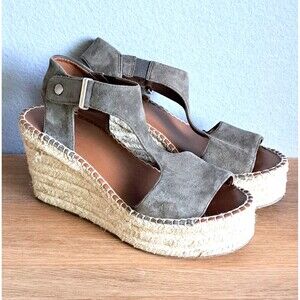 Franco Sarto Women’s 8.5 38.5 Olive Suede Espadrille Wedge Sandals Summer
